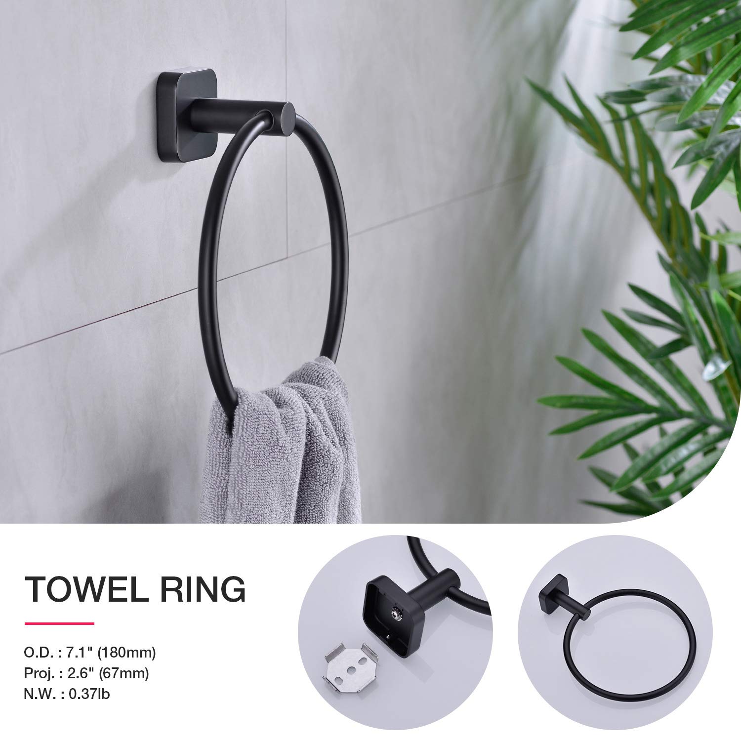 TRUSTMI 4-Piece Matte Black Bathroom Accessories Set - SUS304 Stainless Steel 23.6