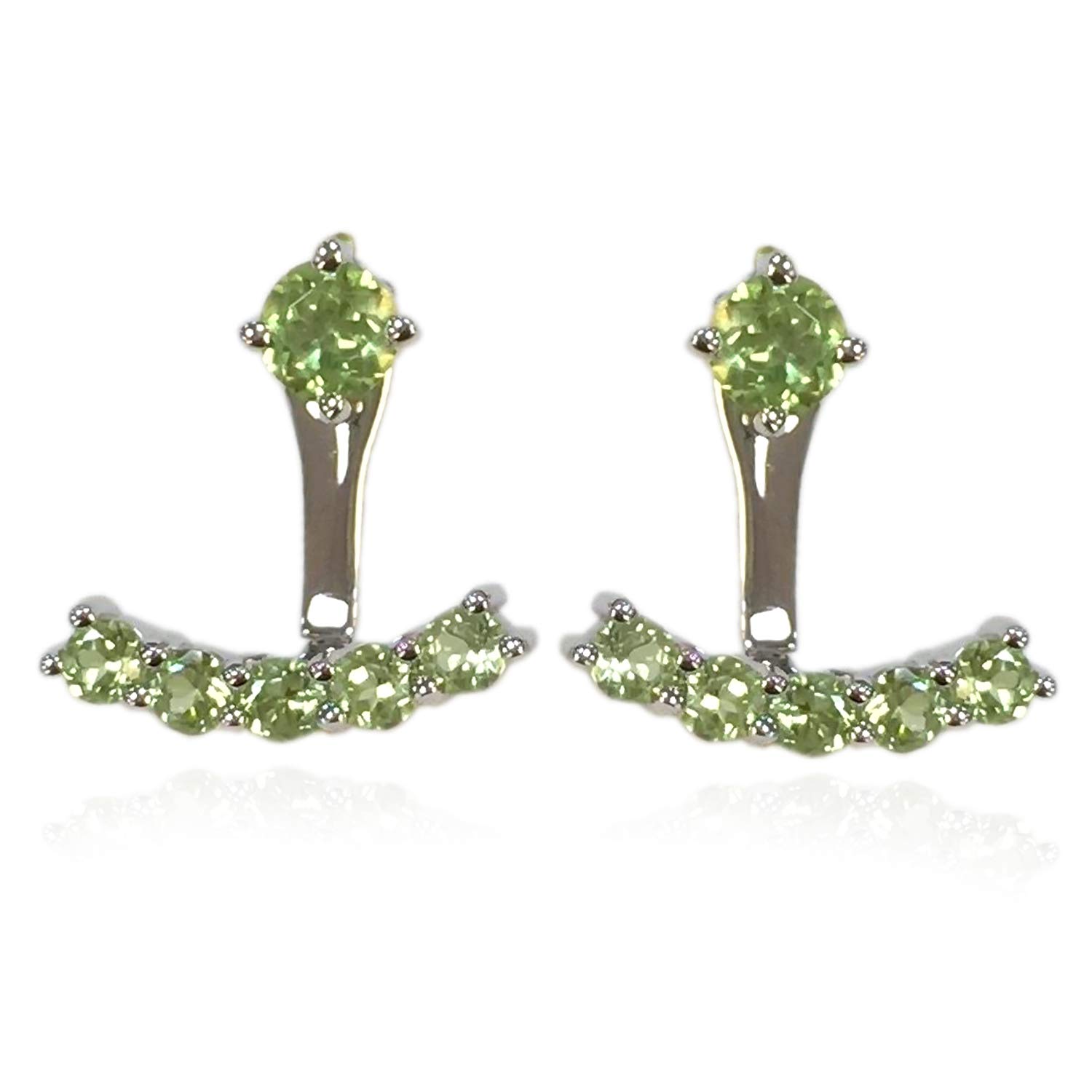 925 Sterling Silver Peridot 2-in-1 Convertible Stud & Dangle Earrings for Women - Perfect for Parties, Weddings & Everyday Wear
