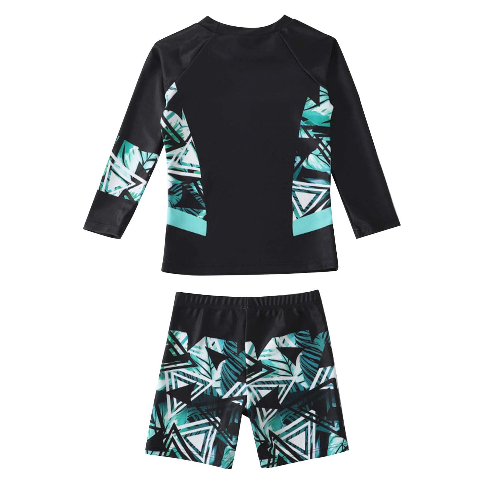 **Boys' Long Sleeve Rash Guard Swimsuits with Swim Trunks - UPF 50+ Sun Protection Two-Piece Swimwear Set for Toddlers - Beach, Pool & Water Play**