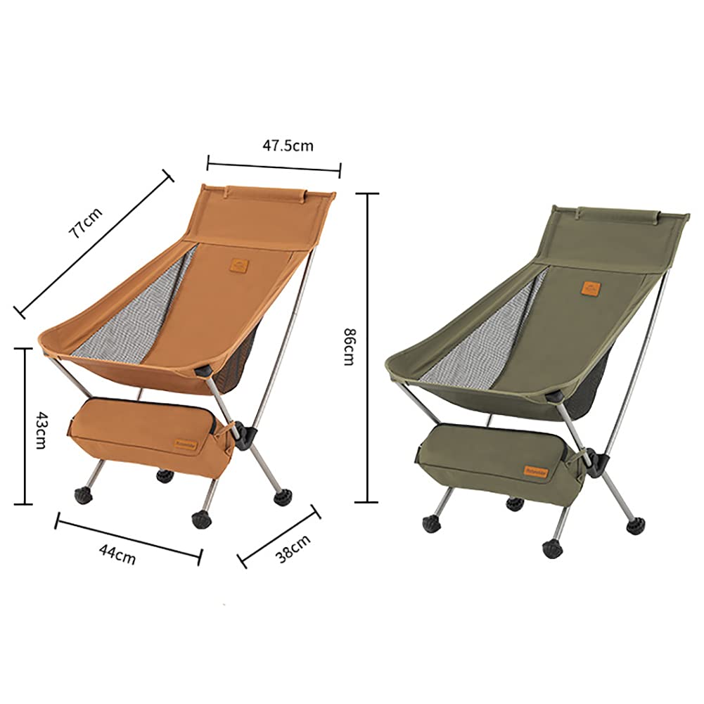 Naturehike Ultralight Folding Camping Chair with Storage Bag - Portable Outdoor Backpacking Furniture for Hiking, Picnic, Beach & Camping (Yellow, Medium)
