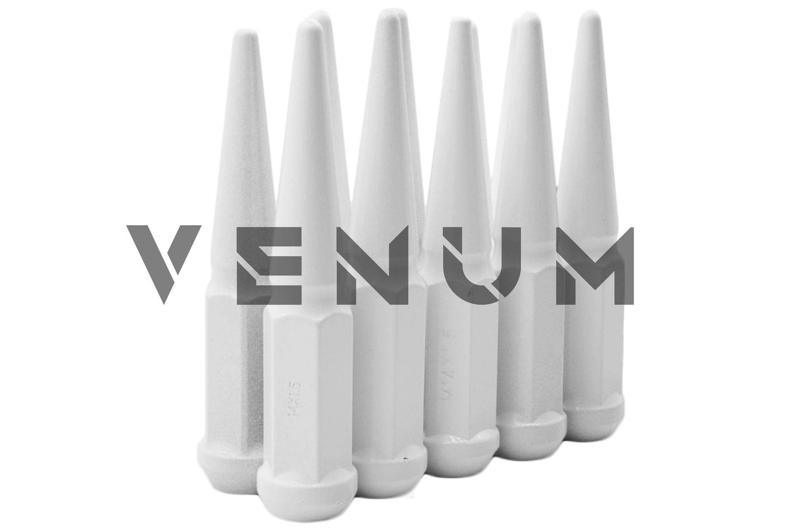 20 Pcs M14x1.5 White Spike Lug Nuts - Powder Coated 4.5