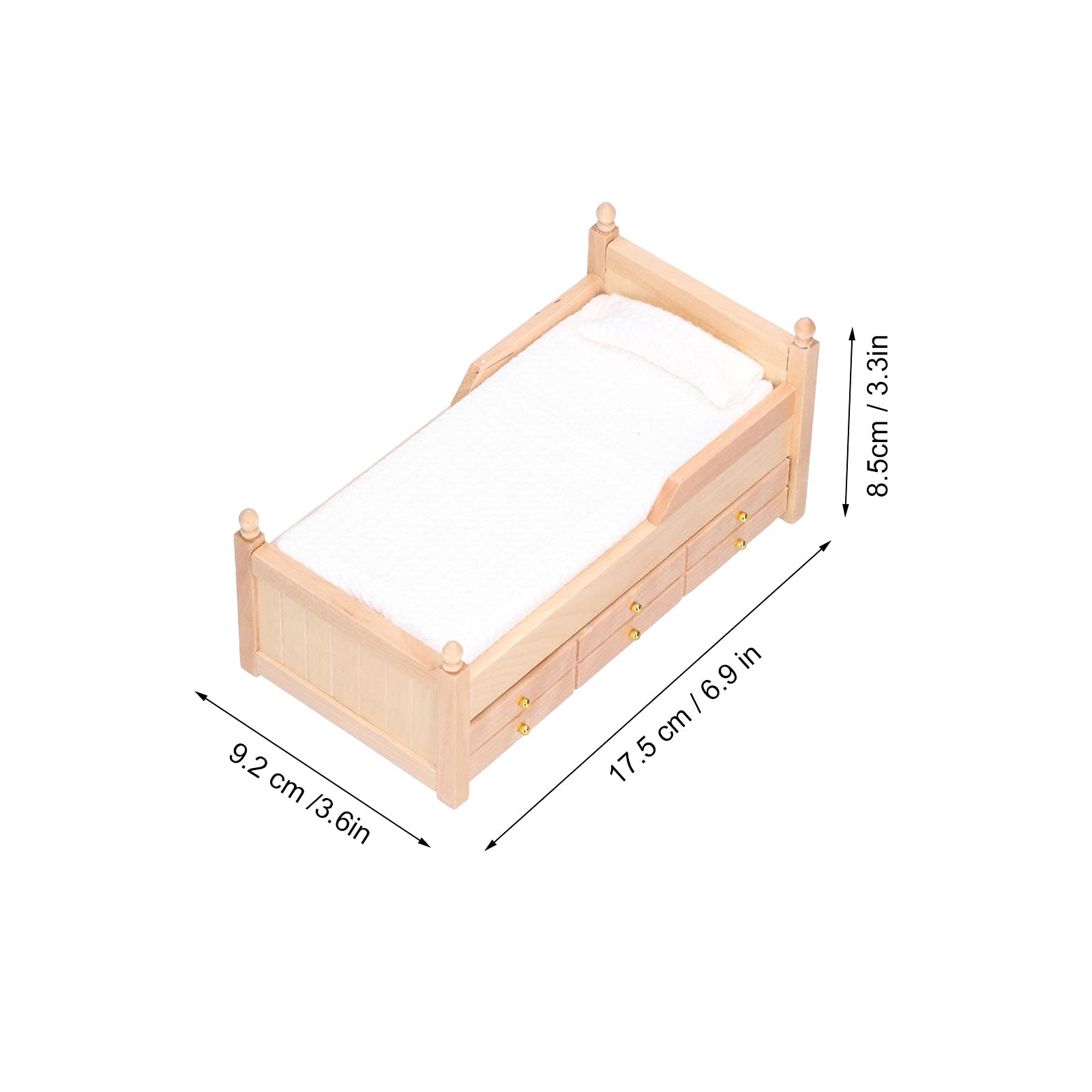 1/12 Scale Mini Baby Doll Bed - Elegant Birch Wood Dollhouse Furniture with Full Accessories | Perfect for American Girl Dolls, Barbie & Collectible Dolls | Ideal for Playrooms, Nursery Decor & Dollhouse Displays