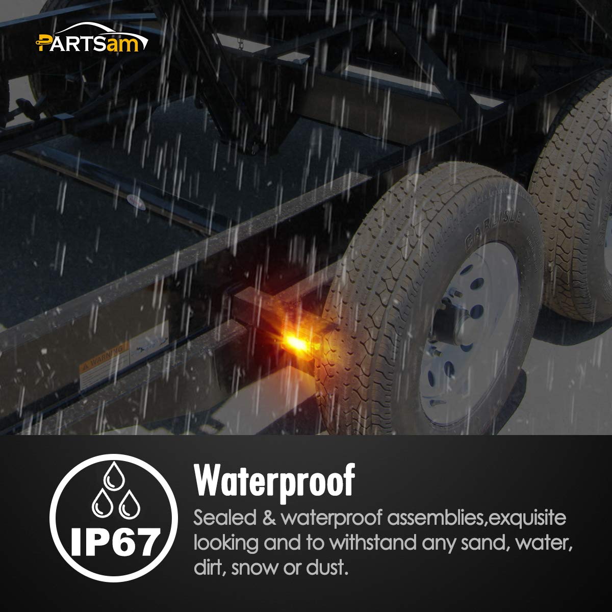 Partsam 4-Piece Amber LED Side Marker Lights with Reflex Reflector for Trailers & RVs – 2-4/5