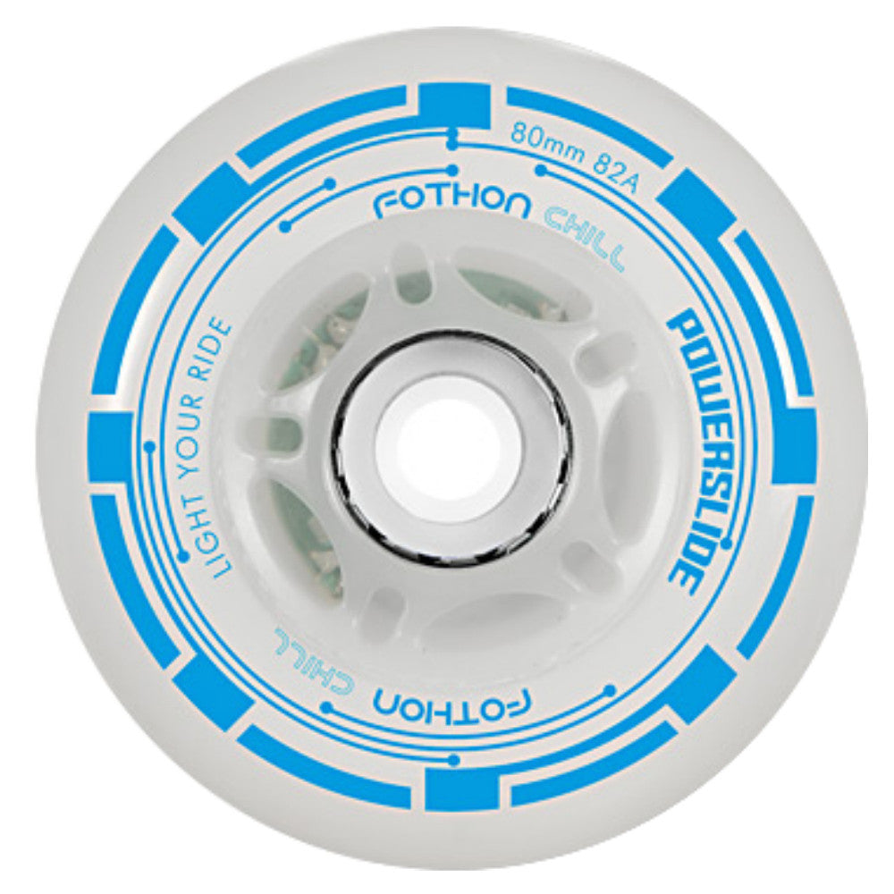 Powerslide Fothon LED 72mm Light Up Inline Skate Wheels - 4 Pack Set for Night Skating, Roller Derby & Outdoor Rollerblading Adventures