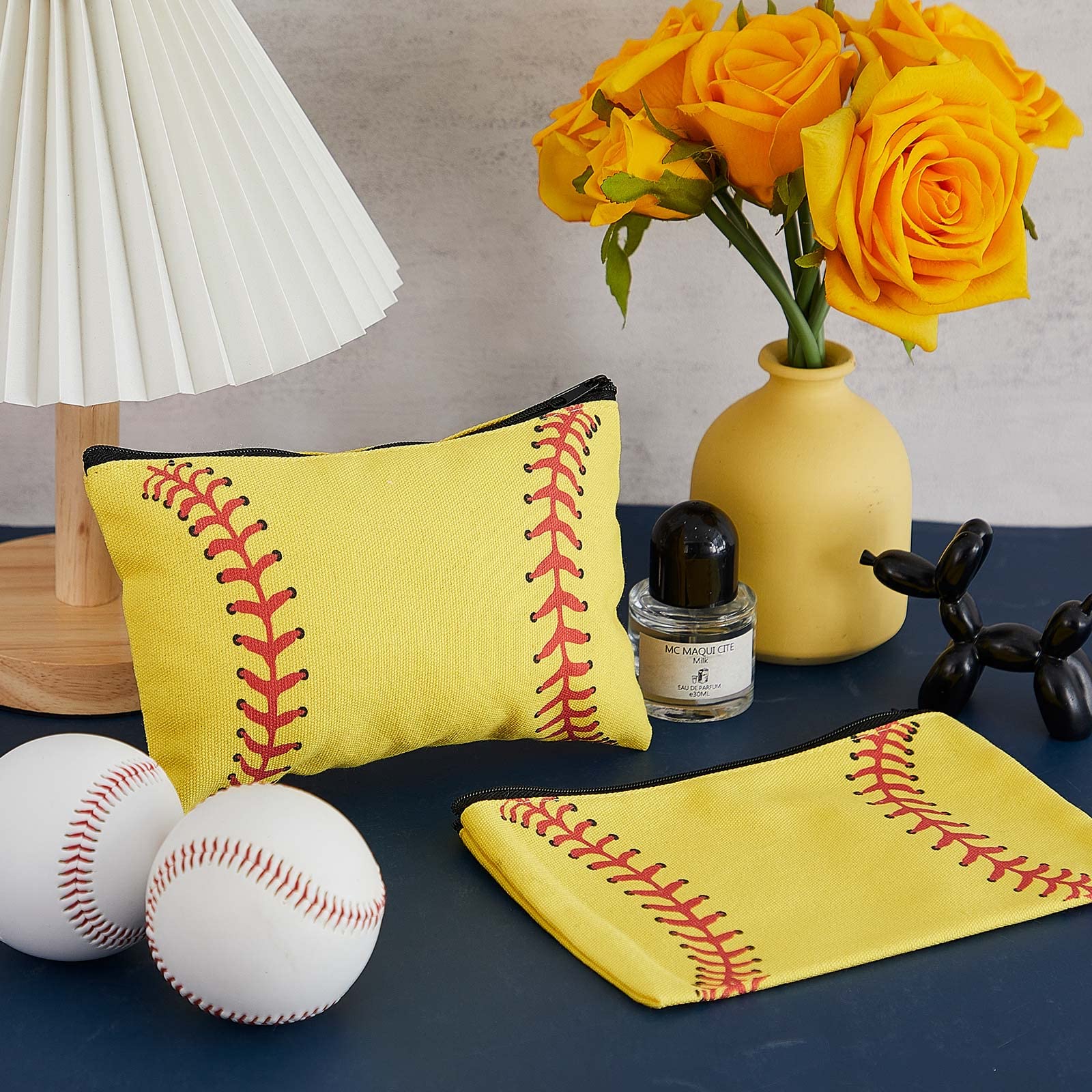 24 Pack Sports Makeup Bags for Women & Girls - Waterproof Canvas Cosmetic Travel Organizer with Zipper - Perfect for Softball Team Gifts, Gym Essentials & Toiletry Storage (Great for Travel, Sports & Daily Use)