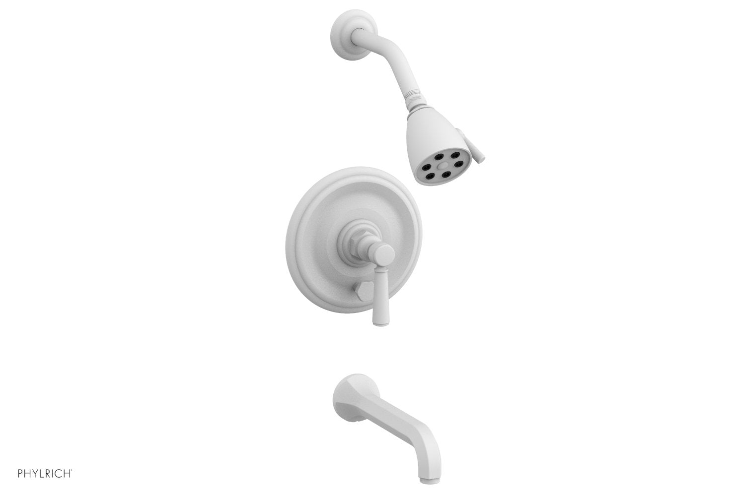 HEX TRADITIONAL Pressure Balance Tub and Shower Faucet Set - Satin White Finish with Lever Handle (Model 500-27) - Perfect for Bathroom Renovation and Modern Home Decor