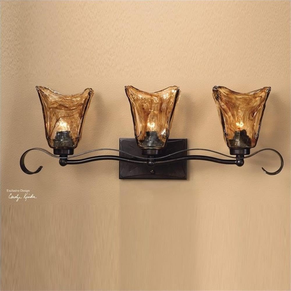 BOWERY HILL Modern 3-Light Vanity Strip in Oil Rubbed Bronze - Perfect for Bathroom Makeup Mirror Lighting & Bedroom Dressing Area