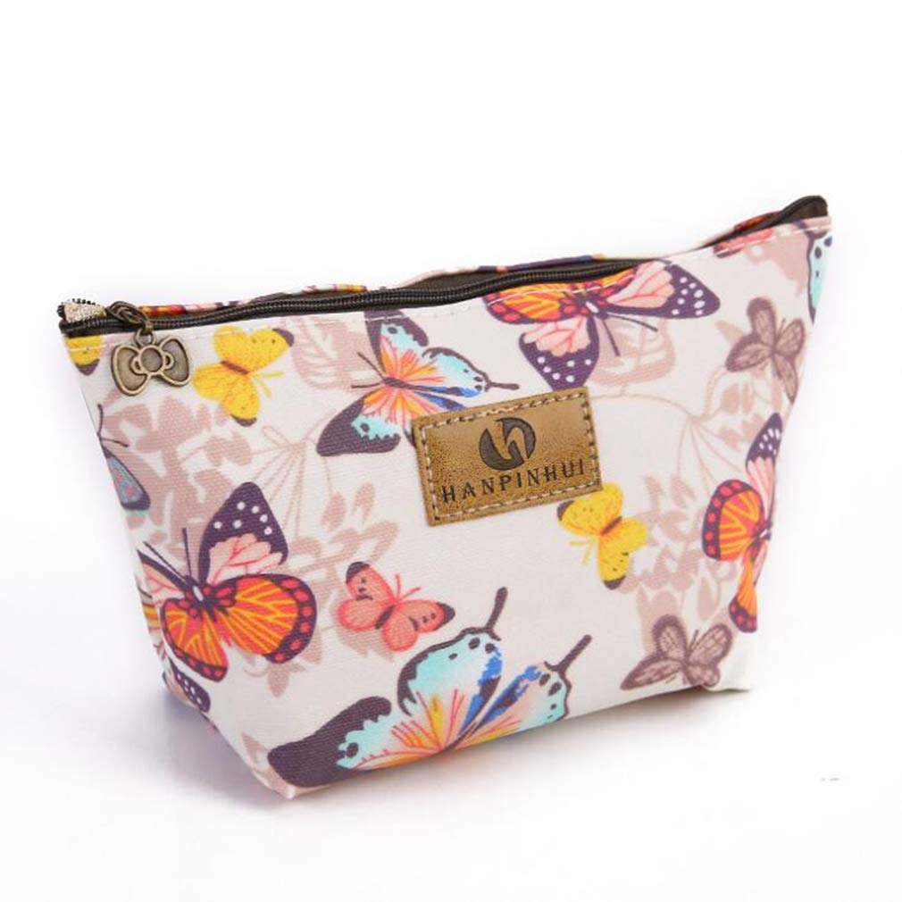 Kshcf Printed Cosmetic Bag - Cute Cartoon Butterfly Pattern Small Makeup Pouch for Travel & Daily Use | Waterproof Wash Bag for Toiletries & Beauty Essentials