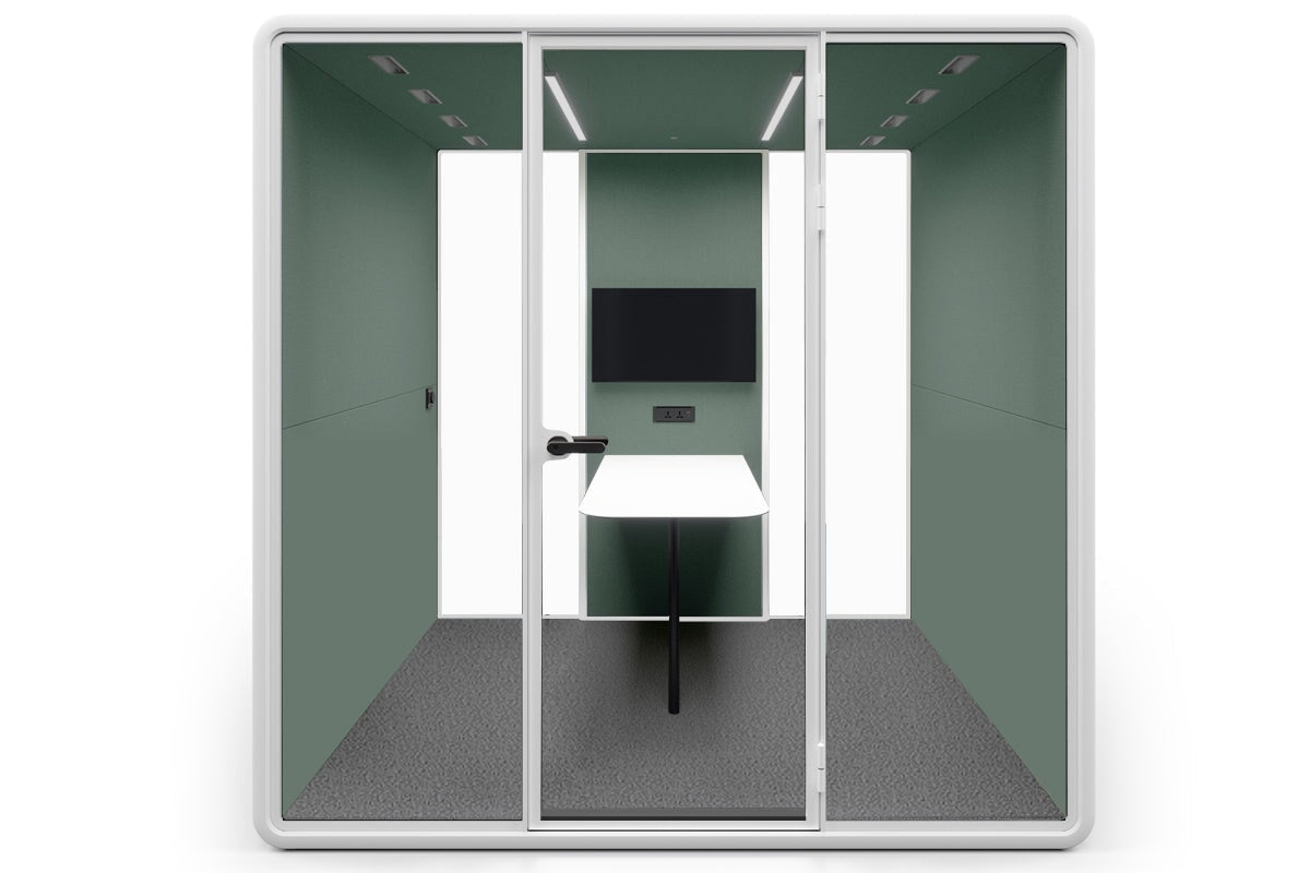 Nest 4 Person Meeting Booth with Echo Panel & Fabric - Soundproof Office Pod for Team Collaboration & Private Calls