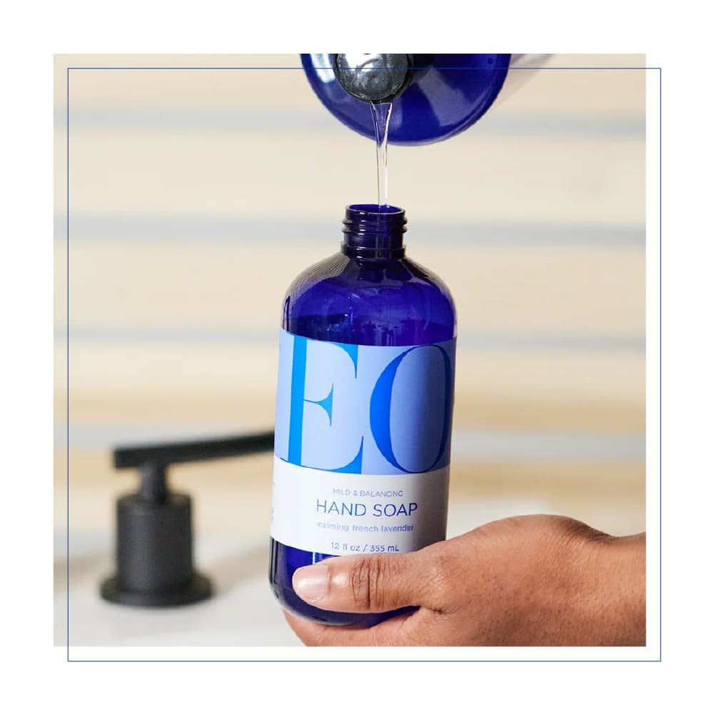 EO Products Liquid Hand Soap - French Lavender Scent, 12 oz - Natural & Moisturizing Hand Wash for Home, Kitchen & Bathroom Use