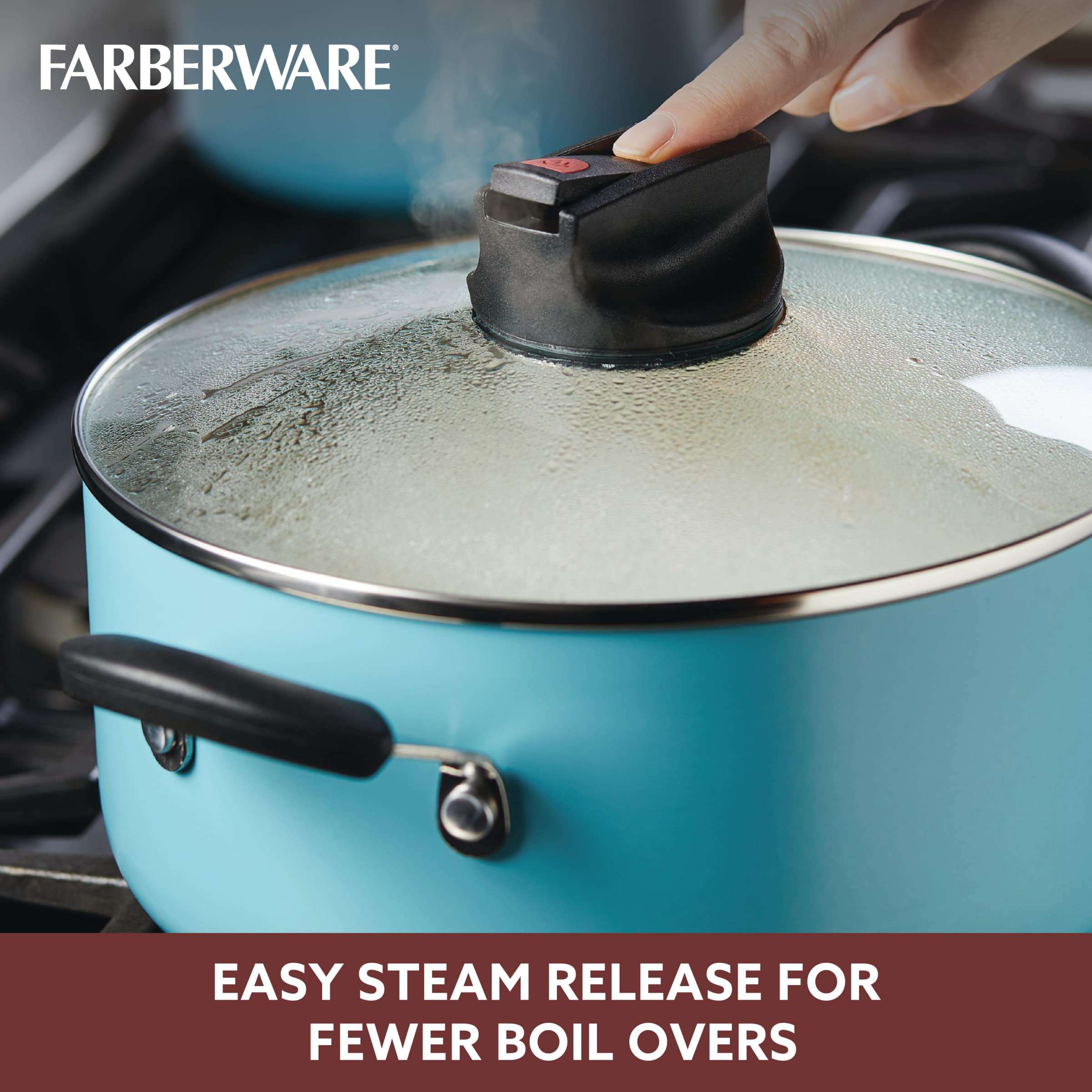 Farberware Smart Control Nonstick Cookware Set - 14-Piece Aqua Pots and Pans for Induction Cooking | Perfect for Family Dinners, Meal Prep & Professional Chefs