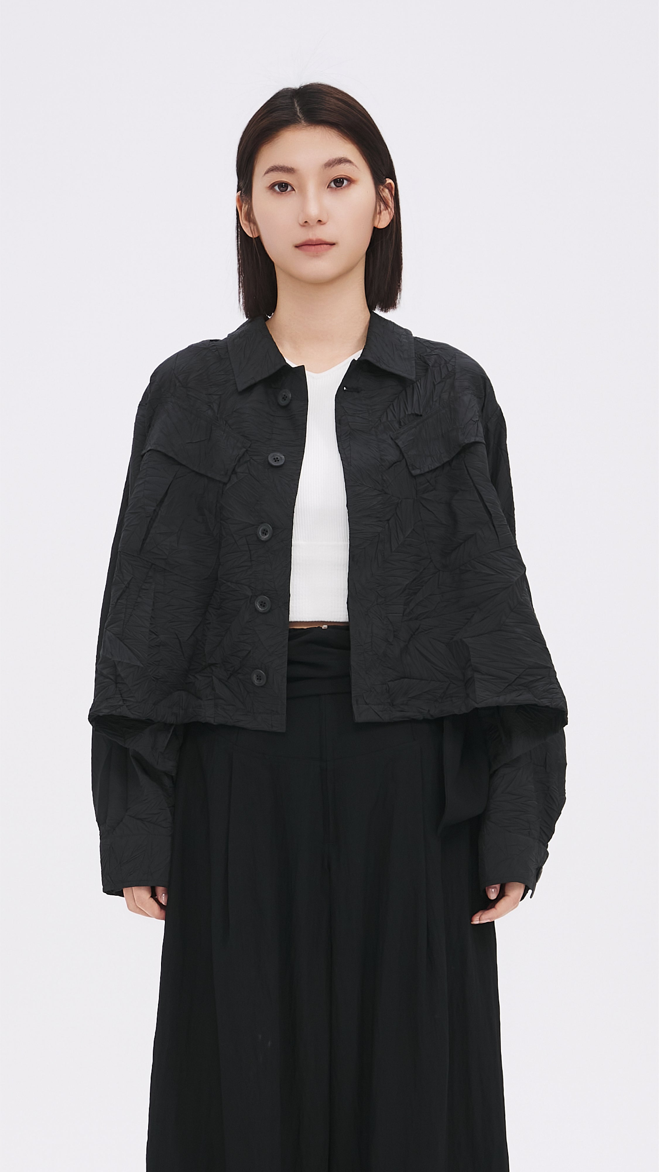 Distorted Pleated Military Jacket for Men & Women | Stylish Tactical Outerwear for Urban Streetwear & Outdoor Adventures