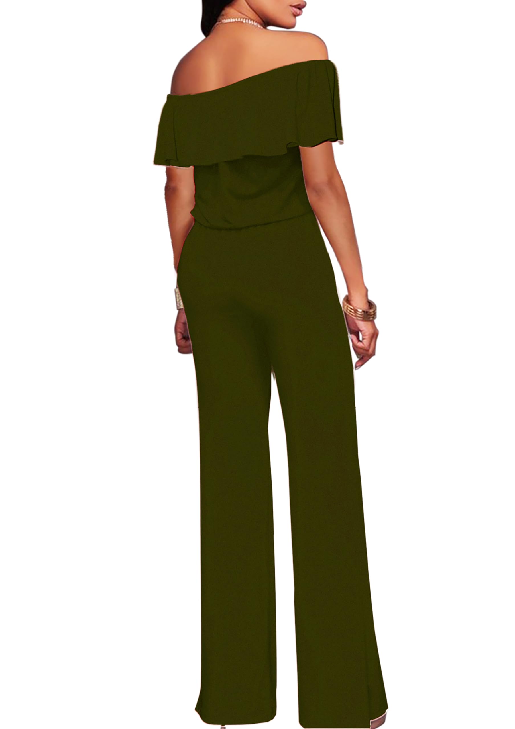 Hybrid & Company Women's Casual Off-Shoulder High Waist Wide Leg Romper Jumpsuit | Summer Outfit for Beach, Vacation & Street Style