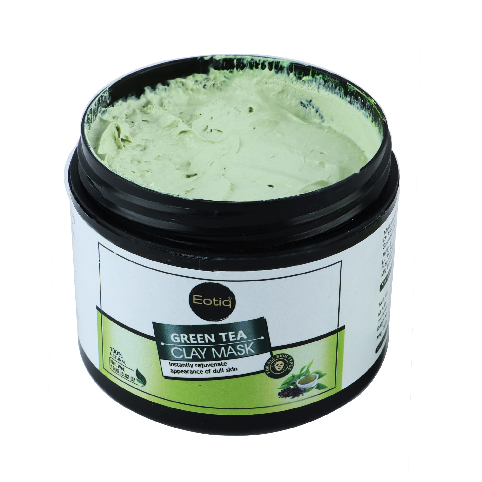 Eotiq Green Tea Clay Mask - Deep Cleansing Blackhead Remover, Pore Minimizer & Acne Treatment for Wrinkles & Blackheads (100g) | Detoxifying Facial Mask for Oily & Combination Skin | Spa Day & Self-Care Essential