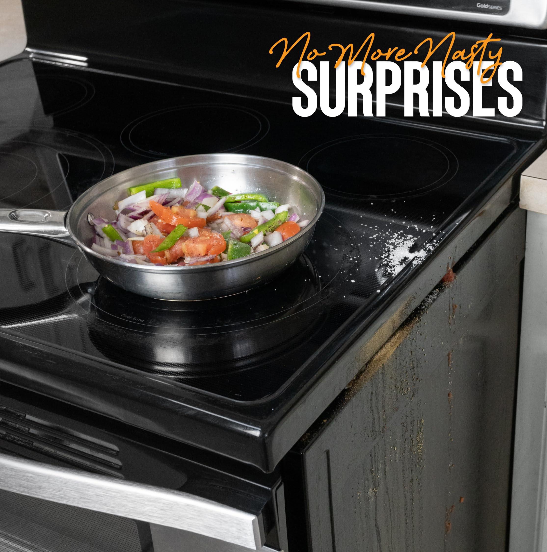Premium 316 Stainless Steel Stove Gap Covers (2 Pack) - Heat Resistant Oven Gap Filler for Sealing Spaces Between Stovetop & Countertop - 25.4 Inch Silver Kitchen Safety Accessories - Perfect for Gas/Electric Ranges & Easy Cleaning
