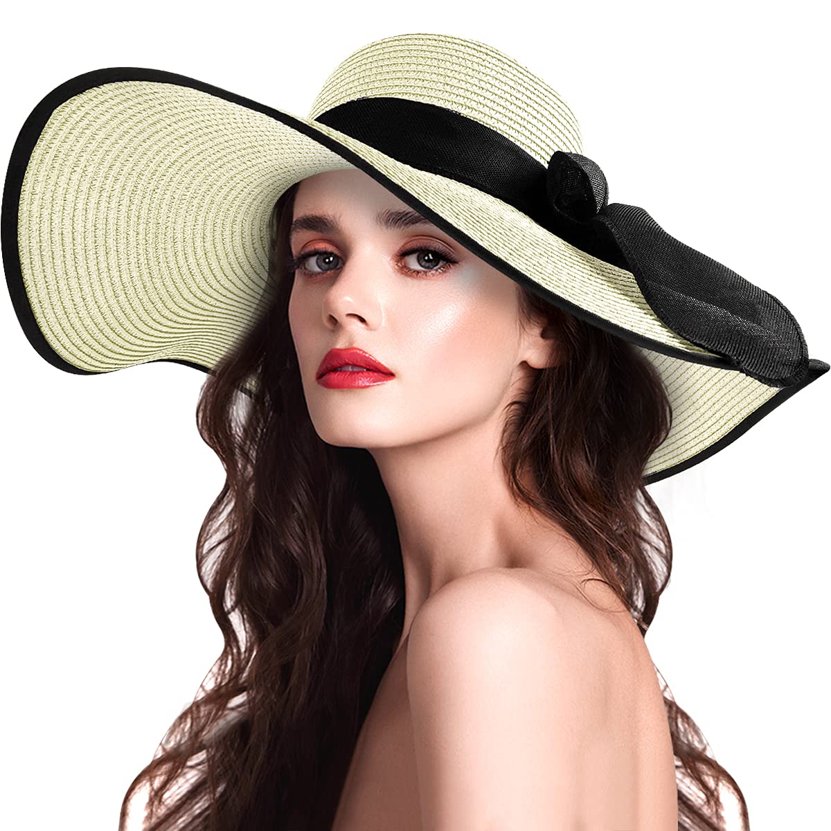 Women's Wide Brim Straw Sun Hat with UV Protection - Summer Beach Hat for Ladies in Royal Blue - Perfect for Outdoor Activities, Vacations, and Sun Protection