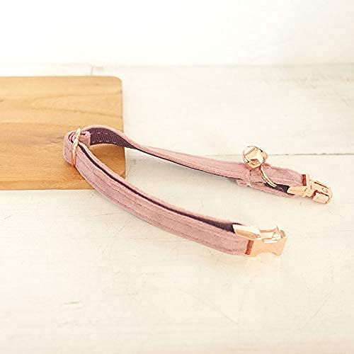 Custom Personalized Cat Collar - Adjustable Velvet Kitten Collar with Bell & Bow Tie - Engraved Nameplate for Small Dogs & Puppies (Size S 16-26cm, Pink) - Perfect for Pet Parties, Photo Shoots & Daily Walks