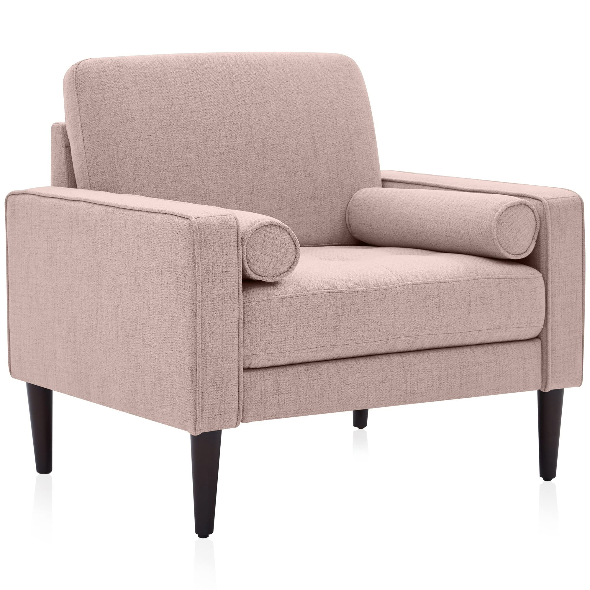 BELLEZE Mid Century Modern Accent Chair - Oversized Upholstered Armchair with Linen Fabric for Living Room, Bedroom & Office - Comfortable Reading Chair for Adults (Erik Brick Color) - Perfect for Relaxing, Working or Decorating Your Space