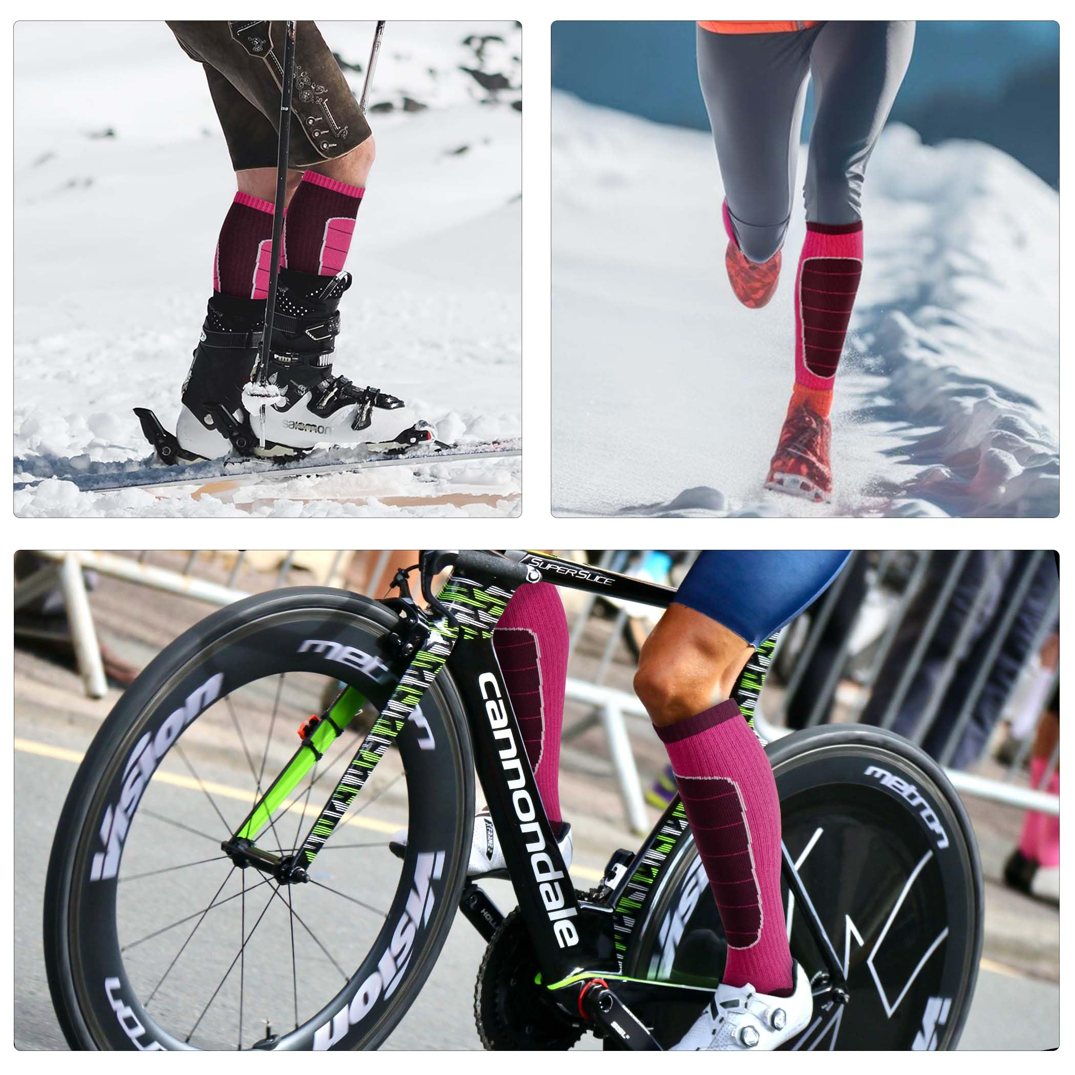 Hylaea Merino Wool Ski Socks - Thermal Knee-High Warm Socks for Snowboarding, Skiing & Winter Sports | Cold Weather Hiking & Hunting Socks | Moisture-Wicking & Odor-Resistant for All-Day Comfort