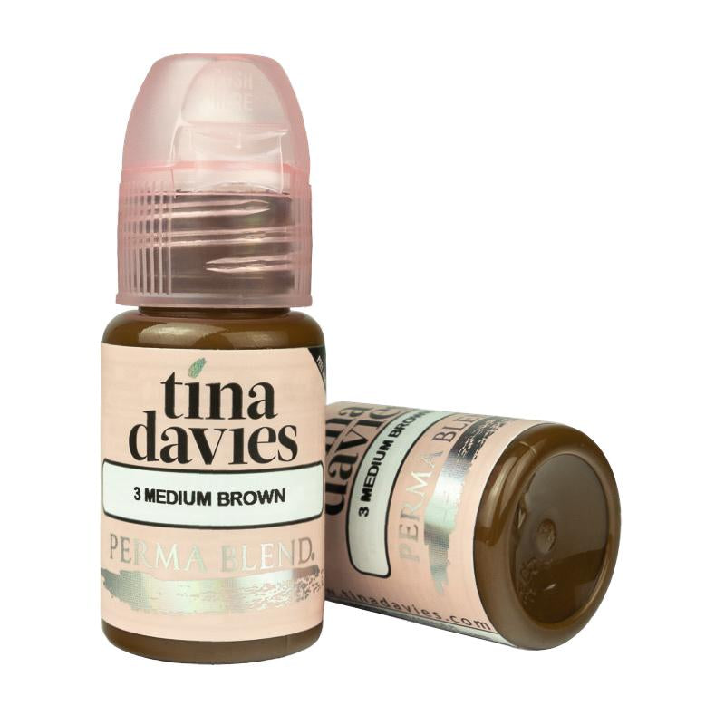 Perma Blend Tina Davies Professional Tattoo Pigment - 3 Medium Brown for Realistic Tattoos & Permanent Makeup | Ideal for Eyebrows, Eyeliner & Cosmetic Tattooing