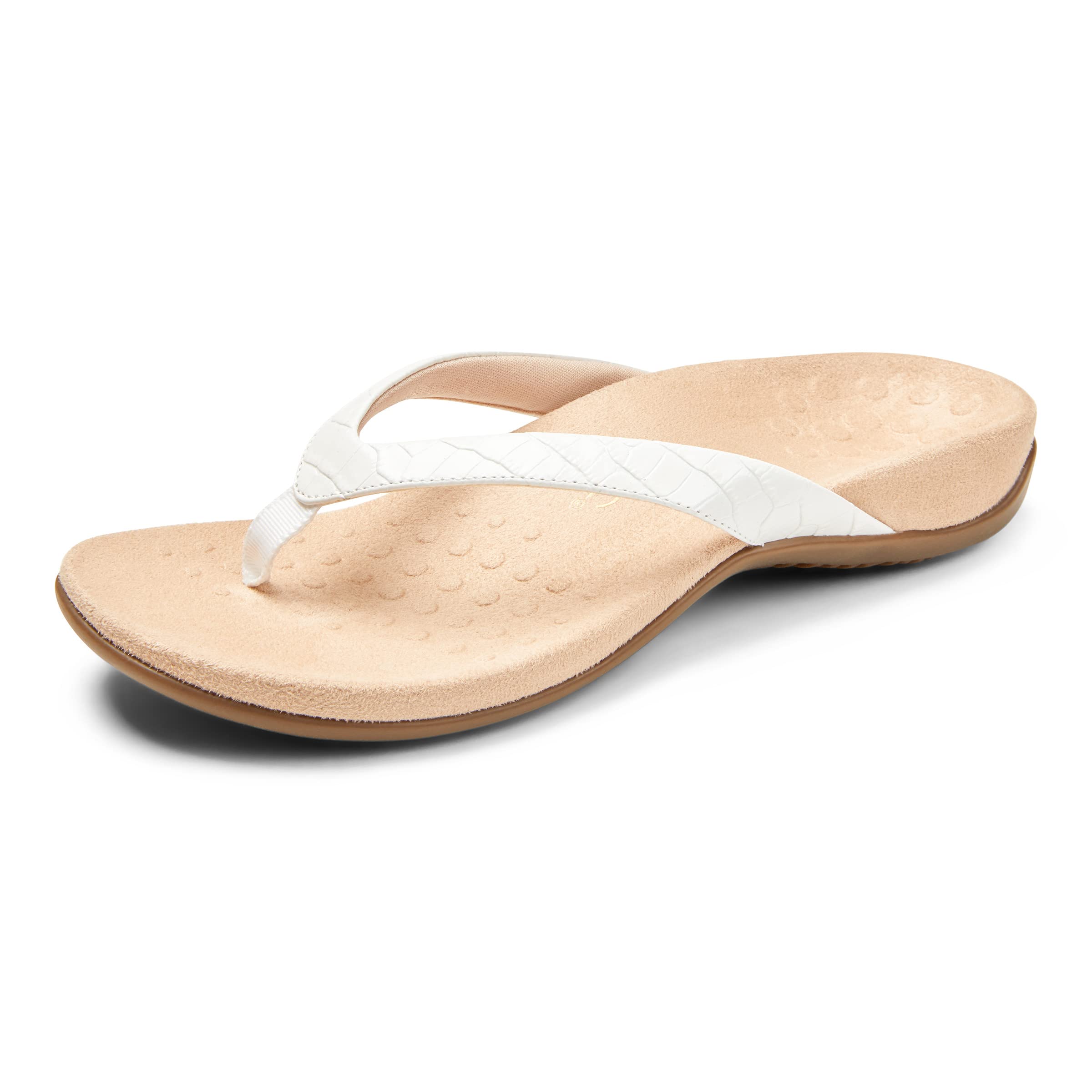 Vionic Women's Rest Dillon Toe Post Sandals - Orthotic Arch Support Flip Flops with Three-Zone Comfort for Plantar Fasciitis Relief - Perfect for Beach, Pool & Summer Walking