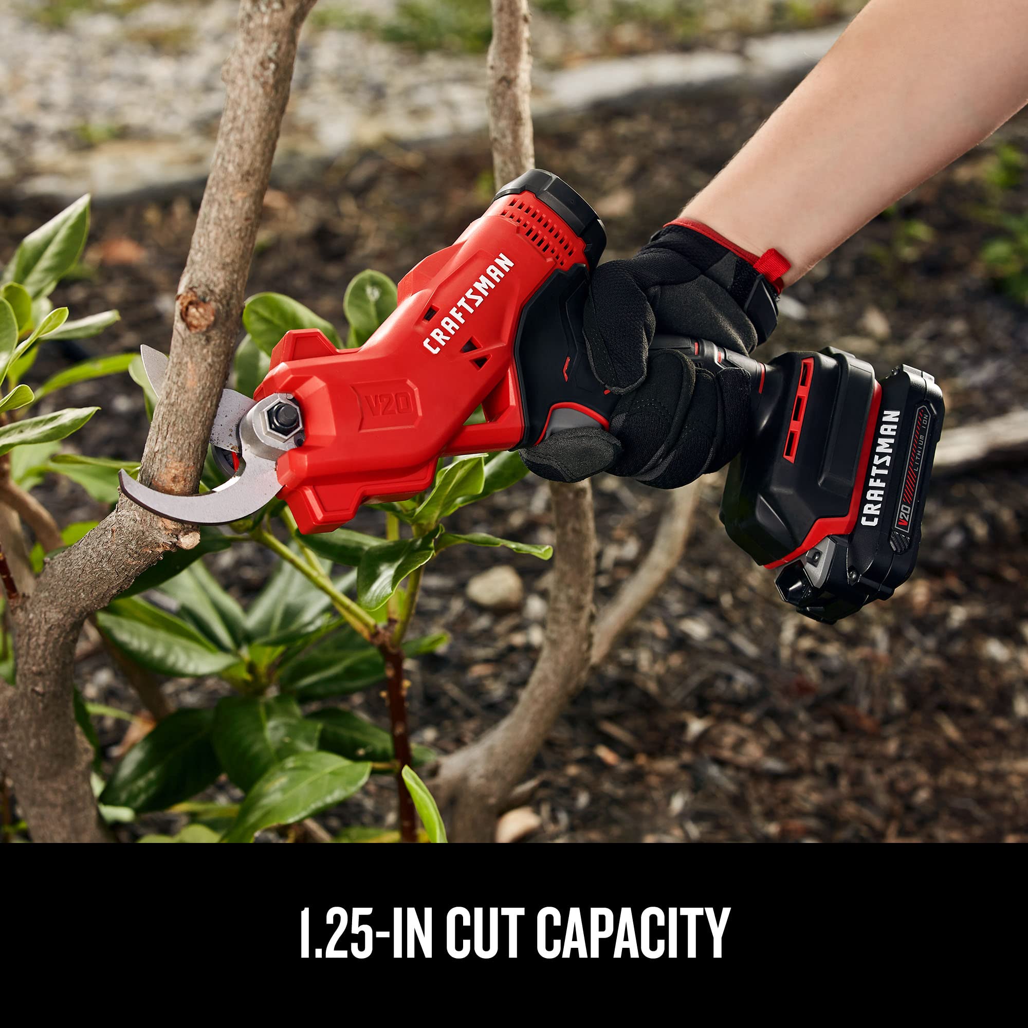 CRAFTSMAN 20V MAX Cordless Electric Pruner with Battery & Charger - CMCPR320C1 - Lightweight Tree Trimming Shears for Gardening, Landscaping and DIY Projects