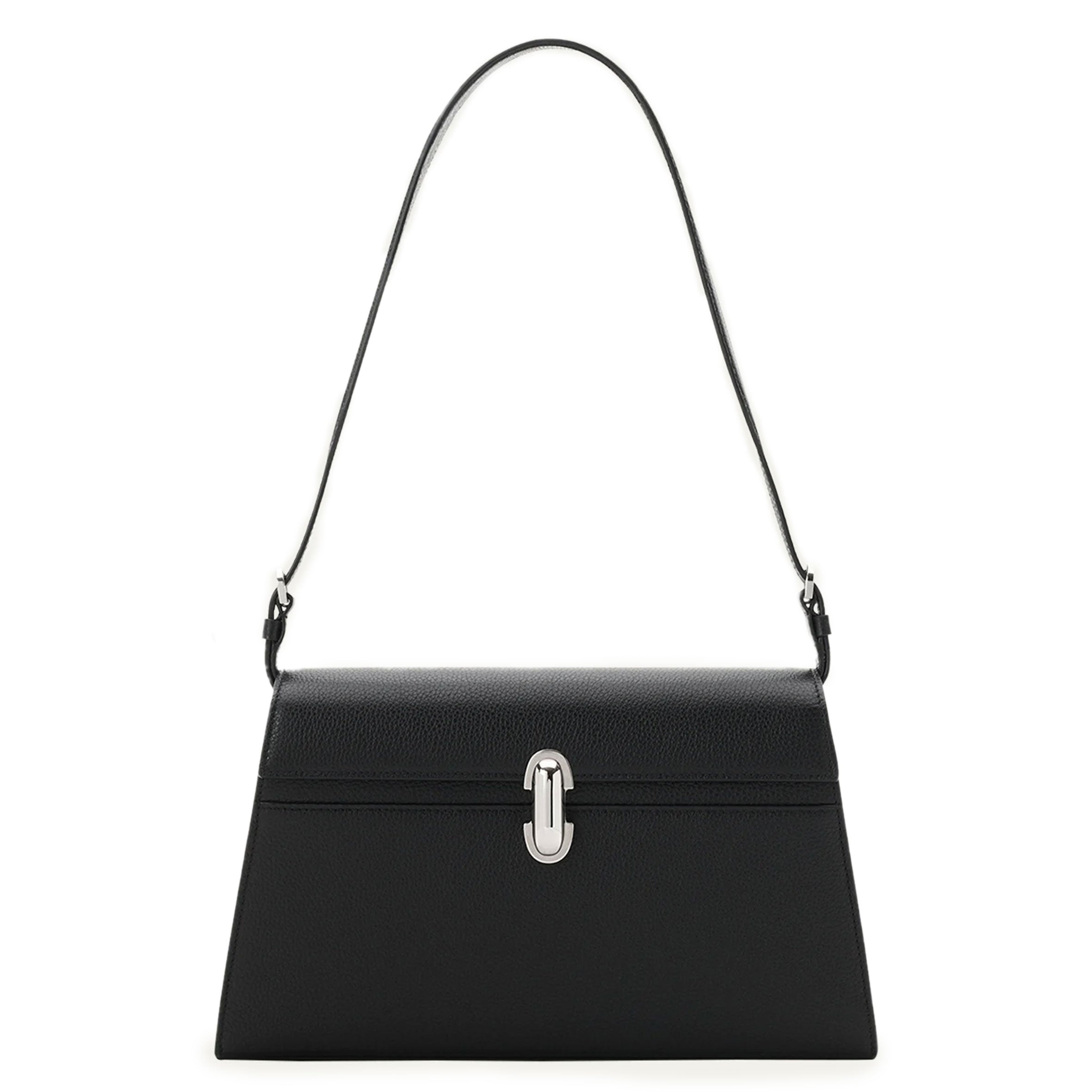 Premium Symmetry Shoulder Grained Calf Leather Bag - Black (Small) | Stylish & Durable for Work, Travel & Everyday Use