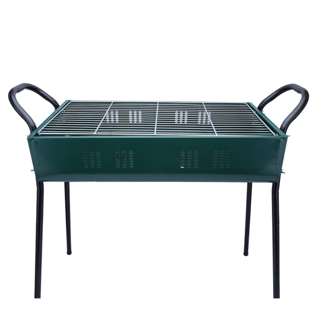 Fevilady Stainless Steel Portable Charcoal Grill - Large BBQ Grill for Camping, Picnic, Backyard & Outdoor Cooking | Durable Travel Grill with Carrying Handle | Perfect for Tailgating, Beach Parties & RV Trips (Green)