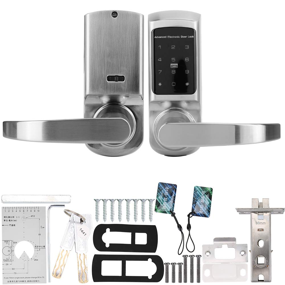 Smart Electric Door Lock with Card Reader, Keypad & Mechanical Key - Anti-Theft Security for Homes & Offices - Perfect for Apartments, Vacation Rentals & Commercial Buildings