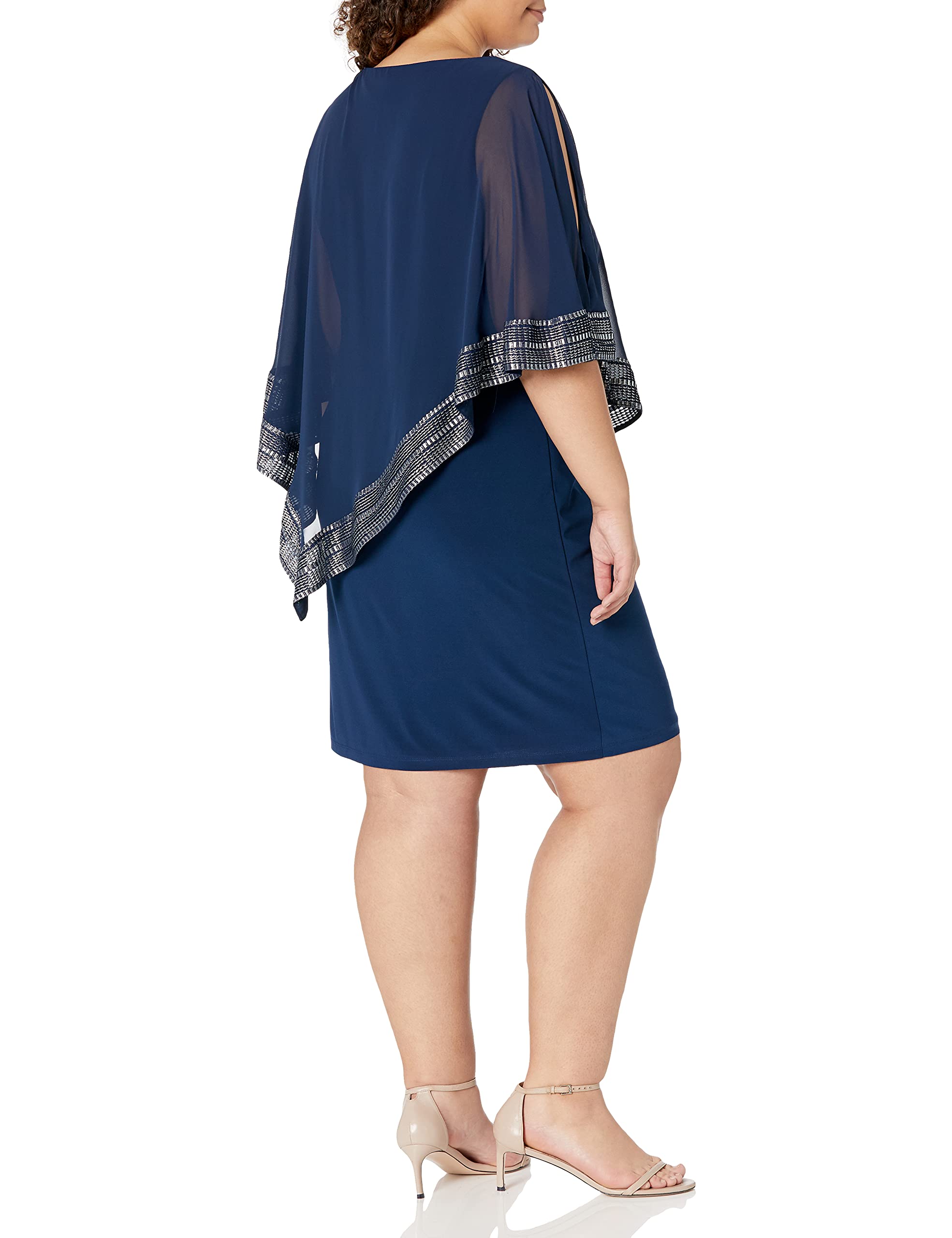 S.L. Fashions Women's Plus Size Cape Dress - Elegant Long Sleeve Wrap Dress for Curvy Women | Perfect for Office Wear, Evening Parties & Special Occasions