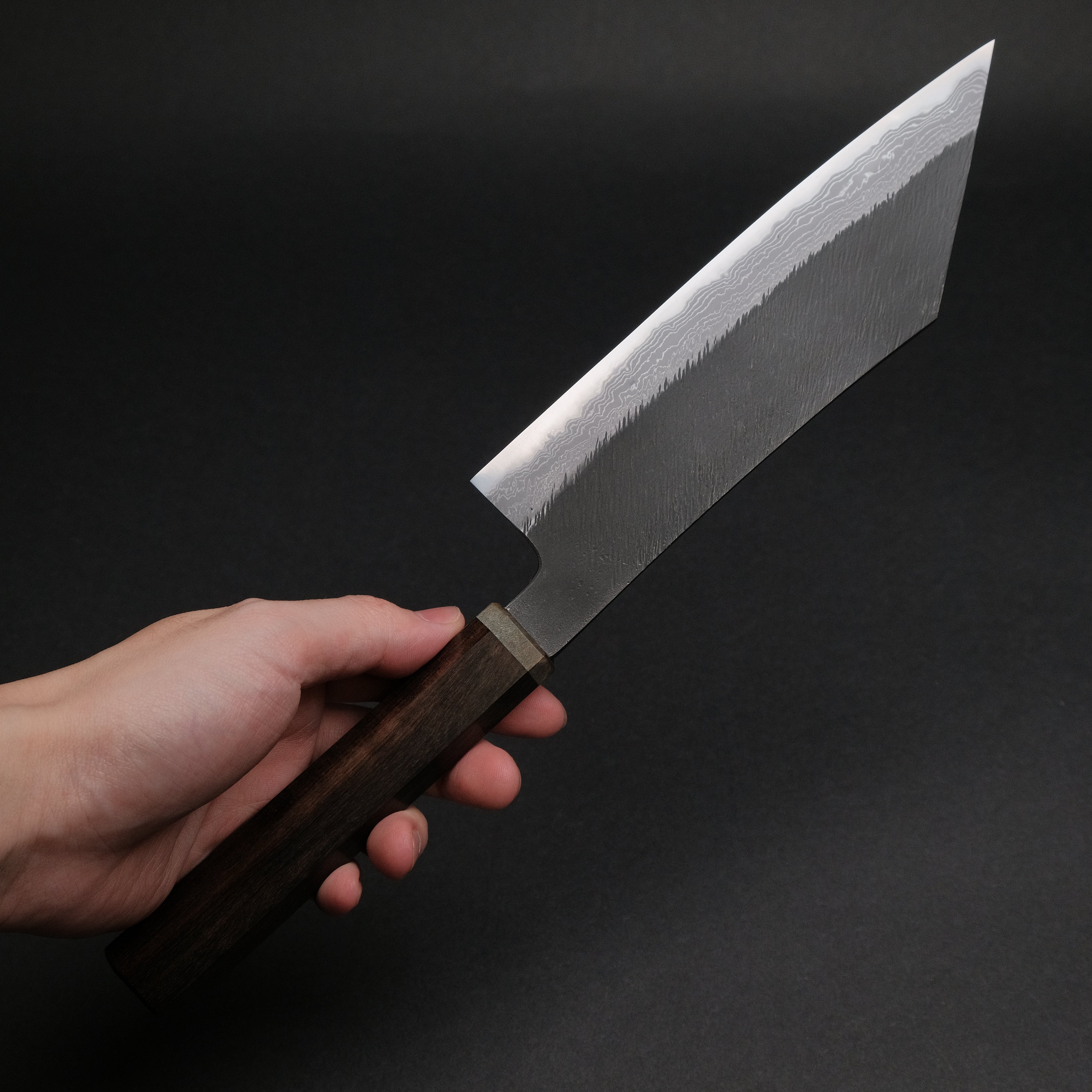 Premium Ajikataya White #2 Matsuba Damascus Hakata 180mm Chef Knife - Ebony & Stabilized Wood Handle (#23) - Perfect for Sushi, Meat Cutting & Professional Kitchen Use