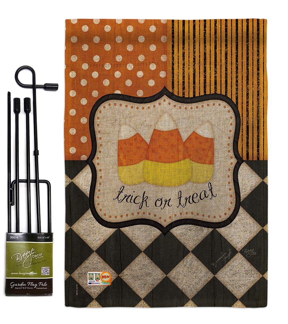 Halloween Burlap Garden Flag Set - Witch & Black Cat Decor for Yard