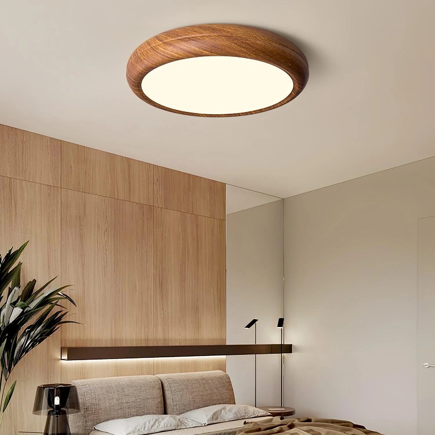 Wood Grain Round Ceiling Lamp - Modern Farmhouse Pendant Light with Natural Wood Finish - Perfect for Living Room, Bedroom, or Dining Room Lighting