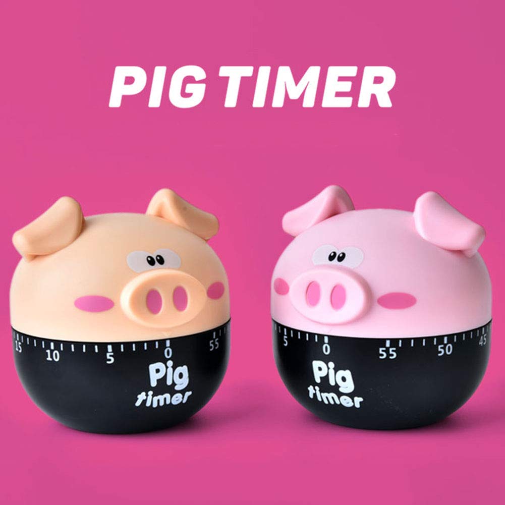 **60-Minute Cute Cartoon Pig Kitchen Timer - Loud Alarm Mechanical Cooking Timer for Baking, Study & Classroom (Pink)**