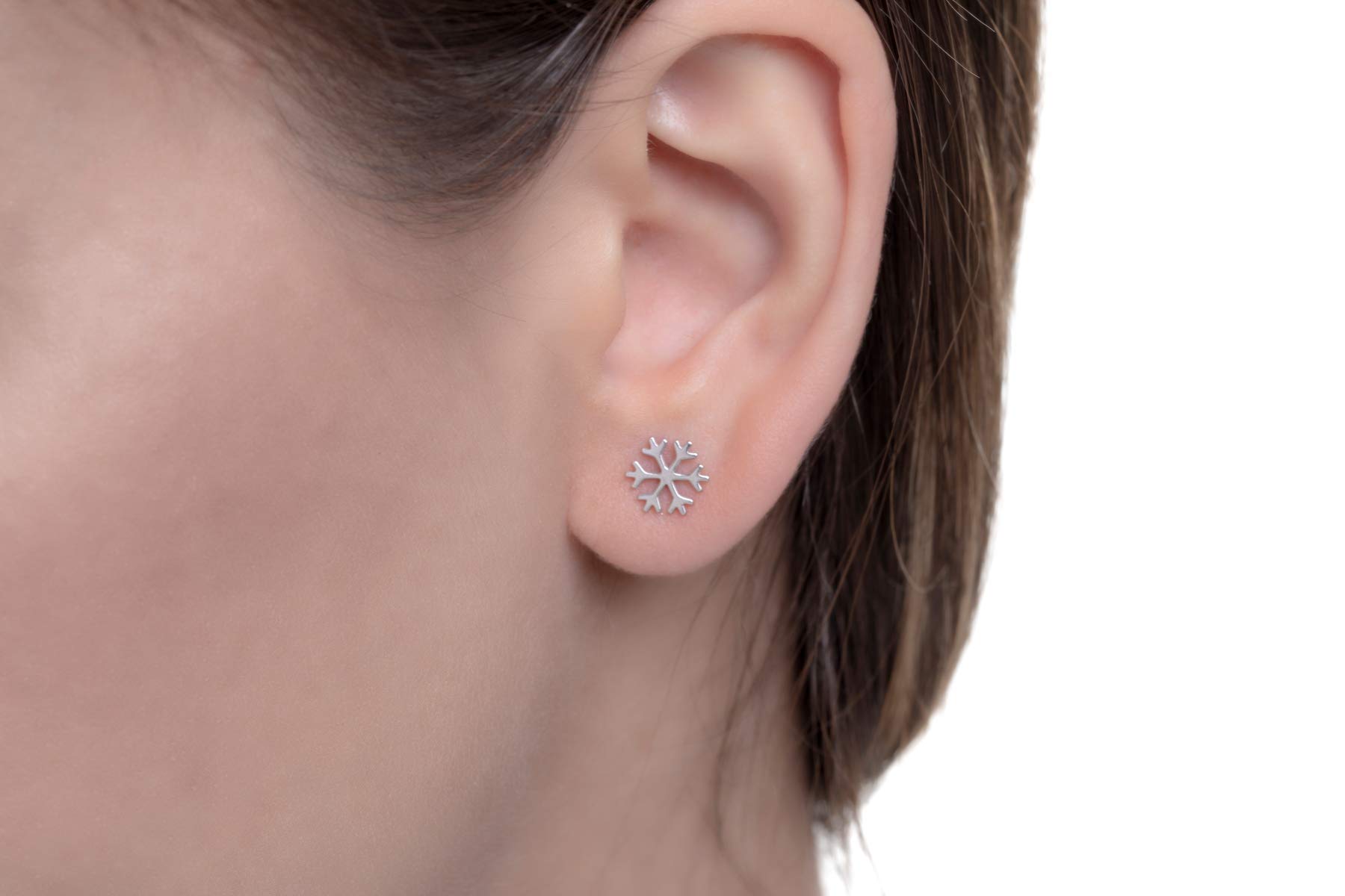 18K Gold Snowflake Stud Earrings - Winter Jewelry Gift for Her