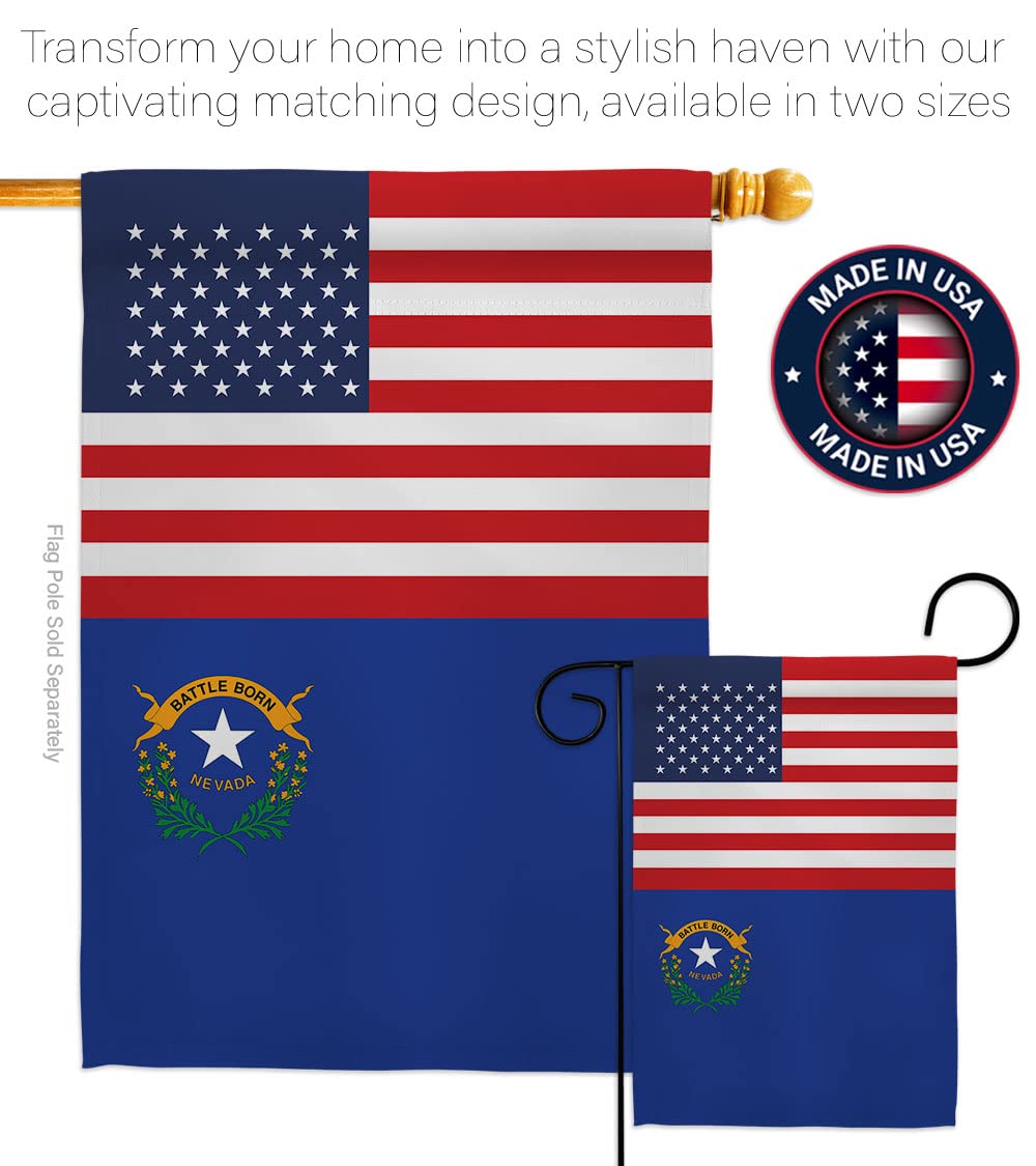 Americana Home & Garden Nevada State Flag - Double-Sided US Made House Banner for Regional Decor, Yard & Garden Display - Perfect for Patriotic Home Decor, State Pride & Outdoor Events