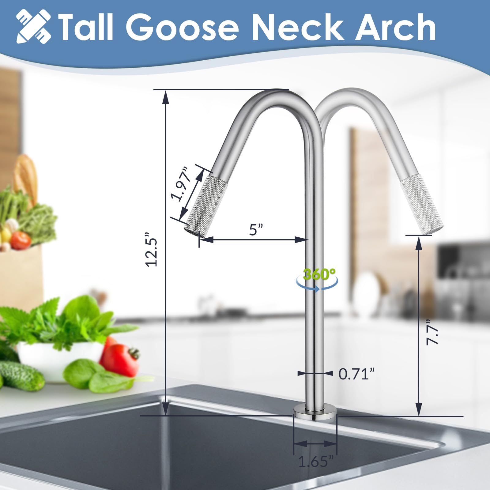 Brushed Nickel RO Faucet for Kitchen Sink - Lead-Free Stainless Steel Reverse Osmosis Drinking Water Faucet | Perfect for Filtered Water Dispensing & Clean Drinking Water