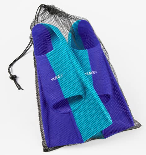 TOPCHANCES Swim Fins - Short Blade Silicone Swim Training Fins for Adults, Men, Women & Kids | Travel Size Swimming Flippers with Mesh Bag | Perfect for Pool Training, Snorkeling & Beach Vacations