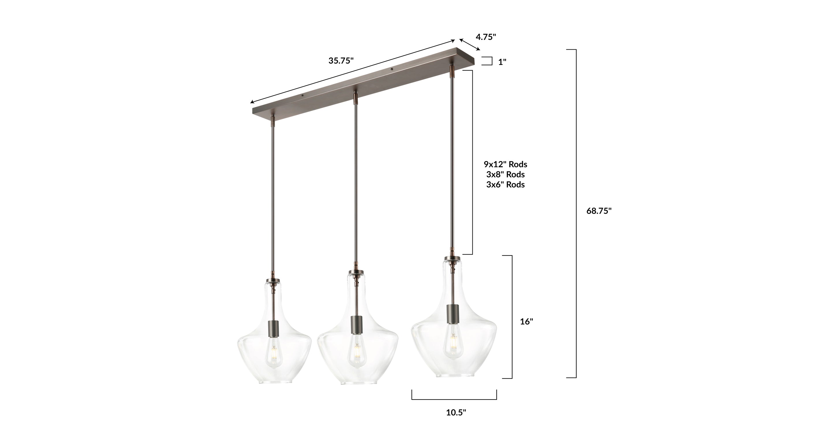 Modern 3-Light Pendant Island Lighting Fixture for Kitchen Dining Room - Brushed Nickel Finish, Adjustable Height, Dimmable LED Bulbs Included - Perfect for Home, Restaurant, and Cafe Decor