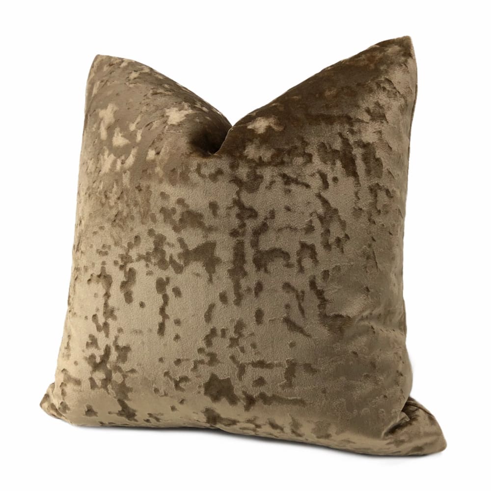 Kael I Sable Brown Abstract Distressed Tonal Velvet Pillow Cover - Luxurious Home Decor for Sofa, Bed & Living Room - Soft Velvet Throw Pillow Case for Modern Interior Design