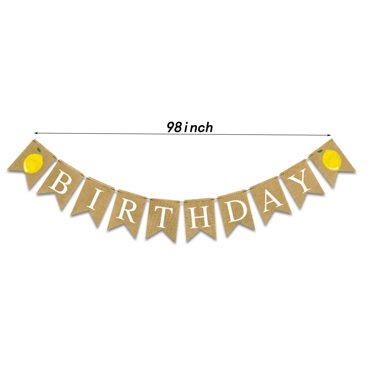 Happy Birthday Burlap Banner with Alphabet Letters - Pineapple Lemon Theme Party Decoration | Rustic White Letter Banner for Birthday, Baby Shower, Wedding & Home Decor
