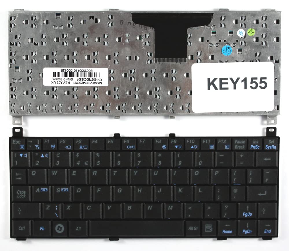 UK Layout Black Replacement Laptop Keyboard for Toshiba V072426AS1 - Compatible with Keyboards4Laptops | Perfect for Office Work, Gaming & Travel
