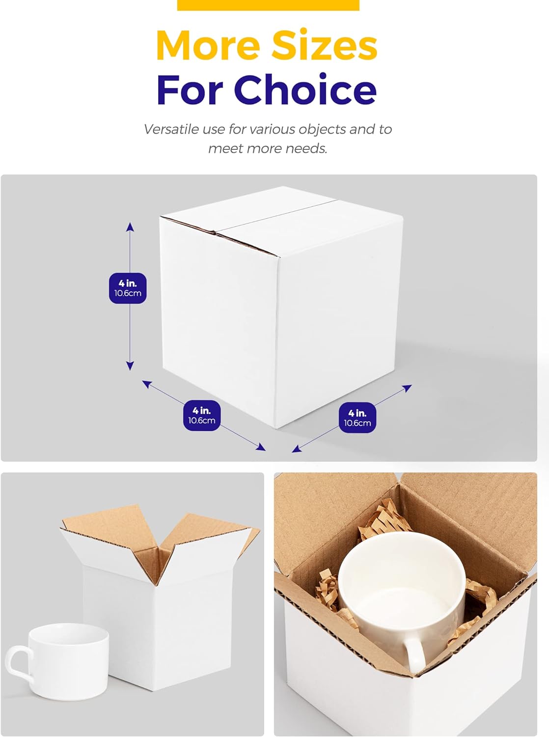 4x4x4 Corrugated Cardboard Shipping Boxes - Heavy Duty Moving & Storage Boxes for Ecommerce, Packing, Shipping, and Home Organization
