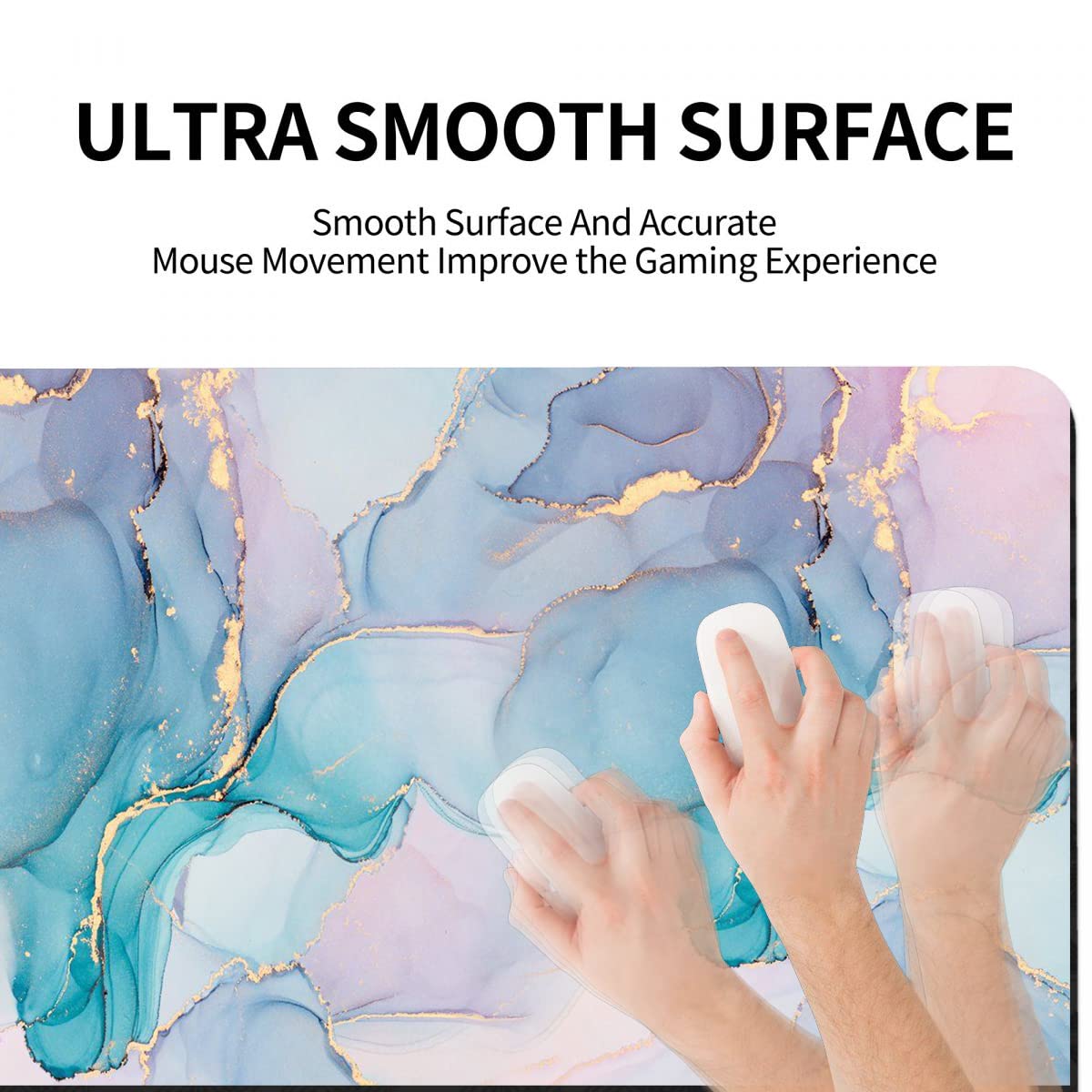 XXL Gaming Mouse Pad - Non-Slip Rubber Base, Waterproof Desk Mat for Office & Home (Green Marble)