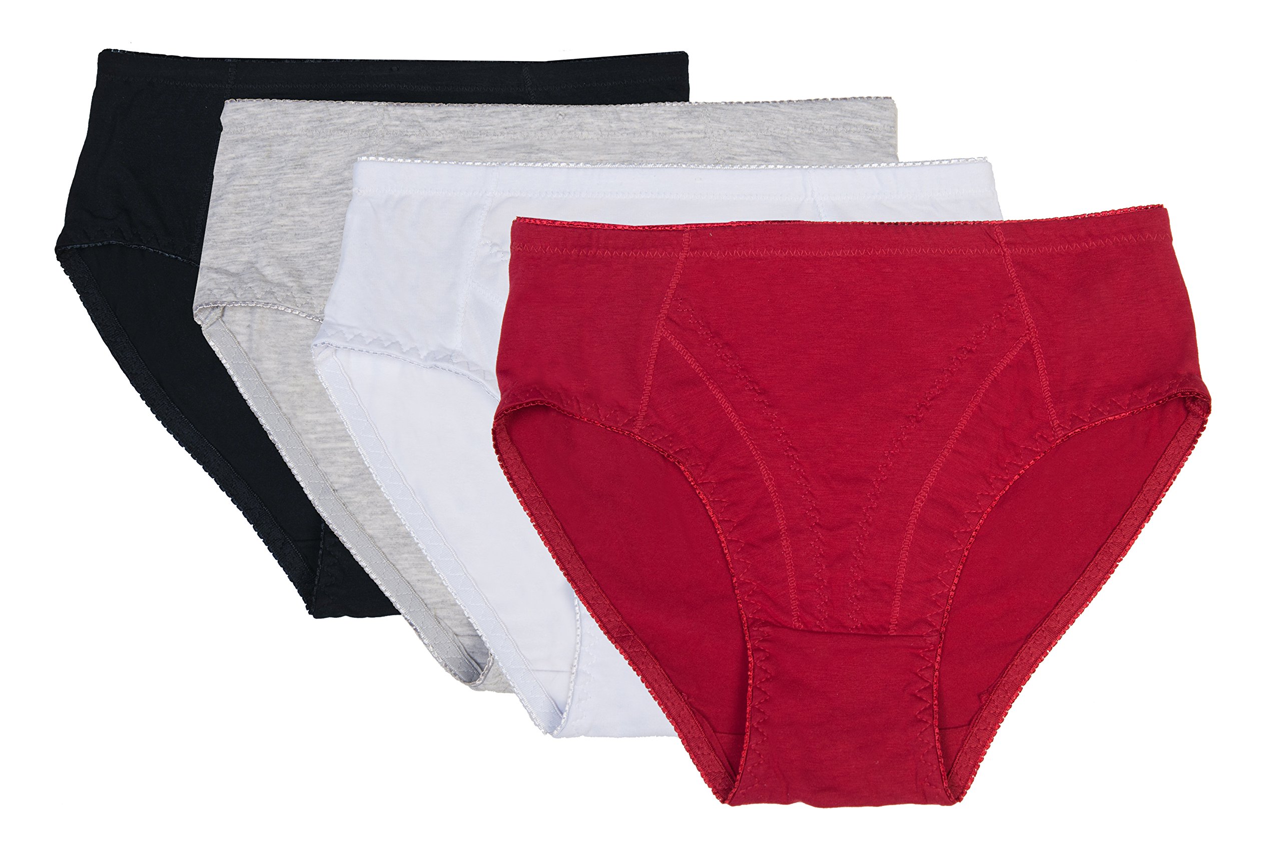 4-Pack Women's Cotton Spandex High Cut Bikini Underwear - Breathable, Stretchy & Silky Soft Comfort - Perfect for Yoga, Beach & Everyday Wear