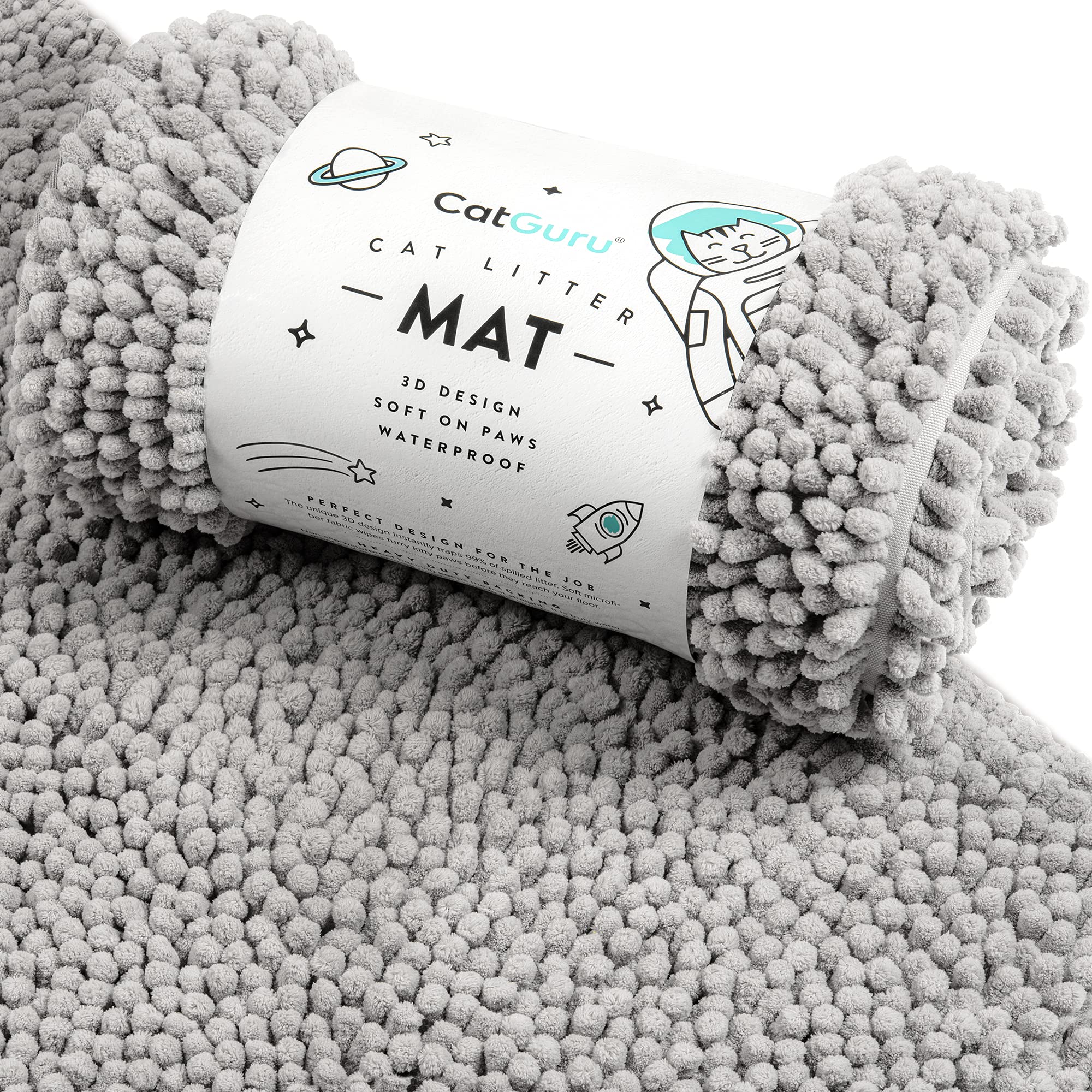 Premium Cat Litter Mat for Large Litter Boxes - XXL Waterproof & Non-Slip Kitty Litter Tray Mat | Heavy-Duty Machine Washable Pet Litter Trapper | Perfect for Multi-Cat Homes & High-Traffic Areas (Gray)