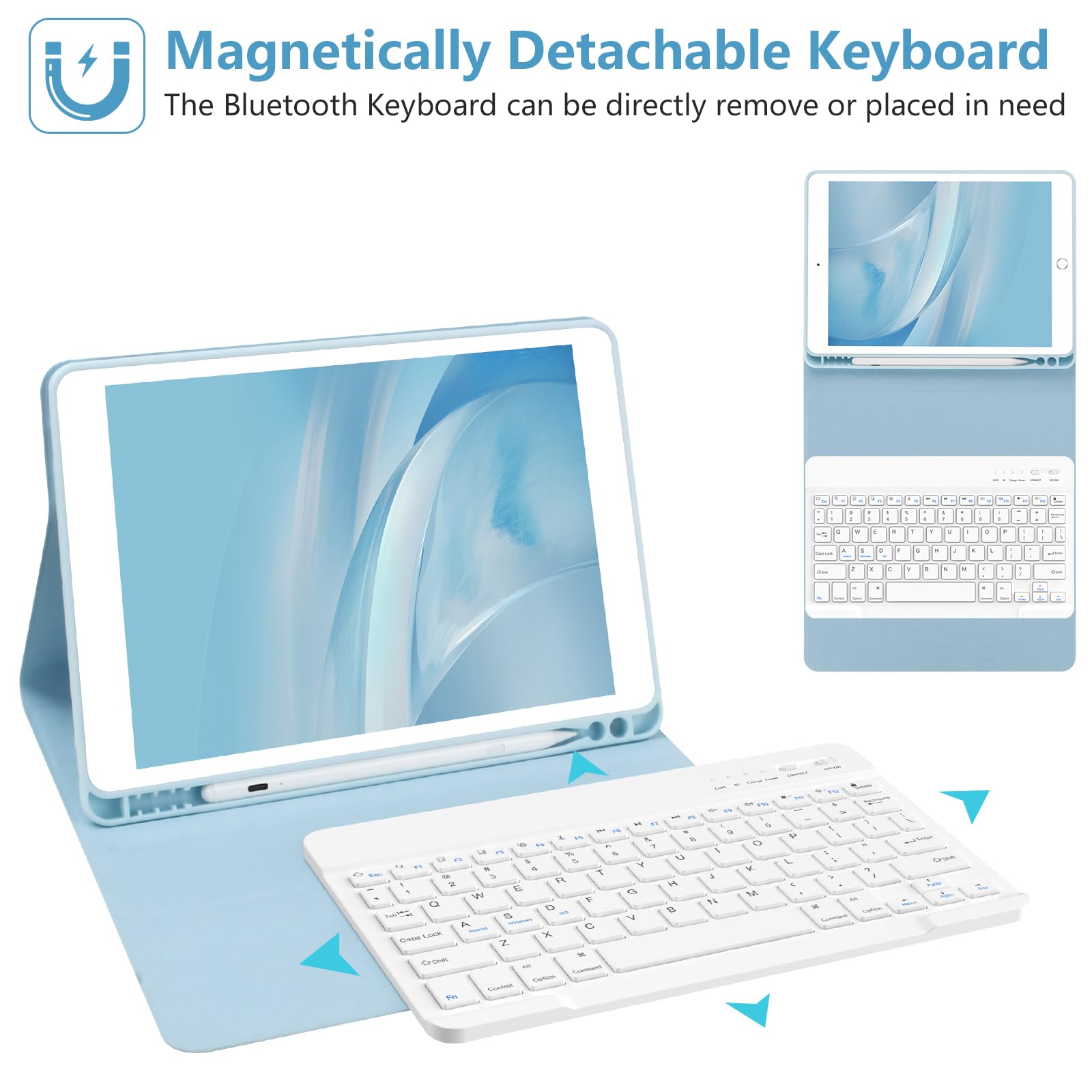 Premium Bluetooth Keyboard Case for iPad 9th/8th/7th Gen, iPad Air 3 & iPad Pro 10.5