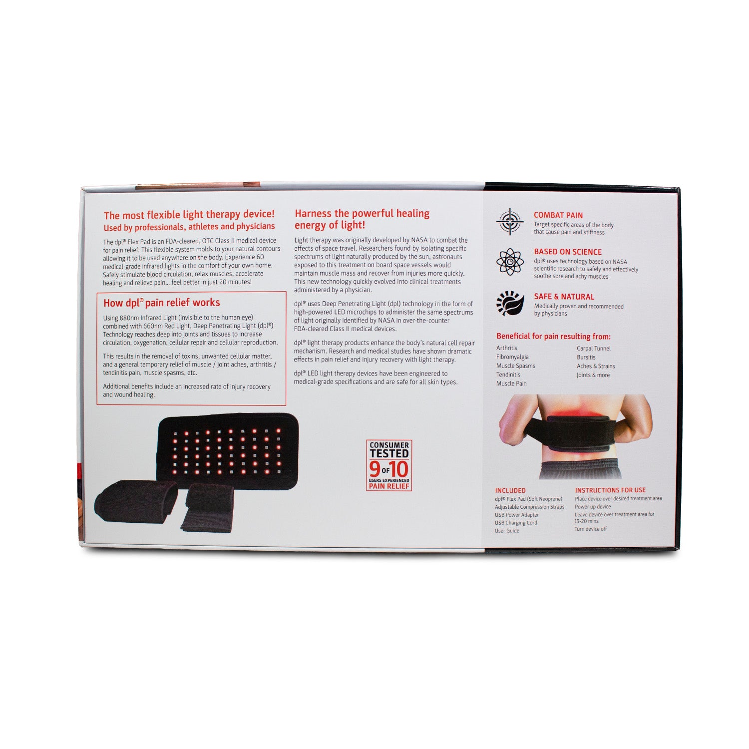 DPL Flex Pad Light Therapy Device for Pain Relief - Red & Infrared LED Treatment for Joint, Muscle, and Back Pain - Home Use & Professional Therapy