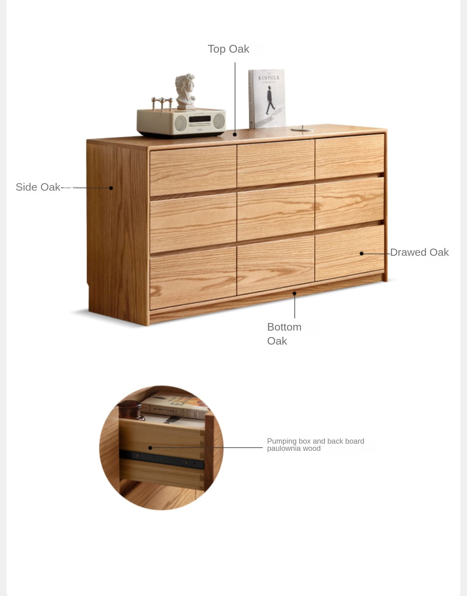 Solid Oak & Black Walnut Wood Storage Drawer - Handcrafted Wooden Organizer for Bedroom, Office, or Kitchen - Perfect for Jewelry, Utensils & Home Organization