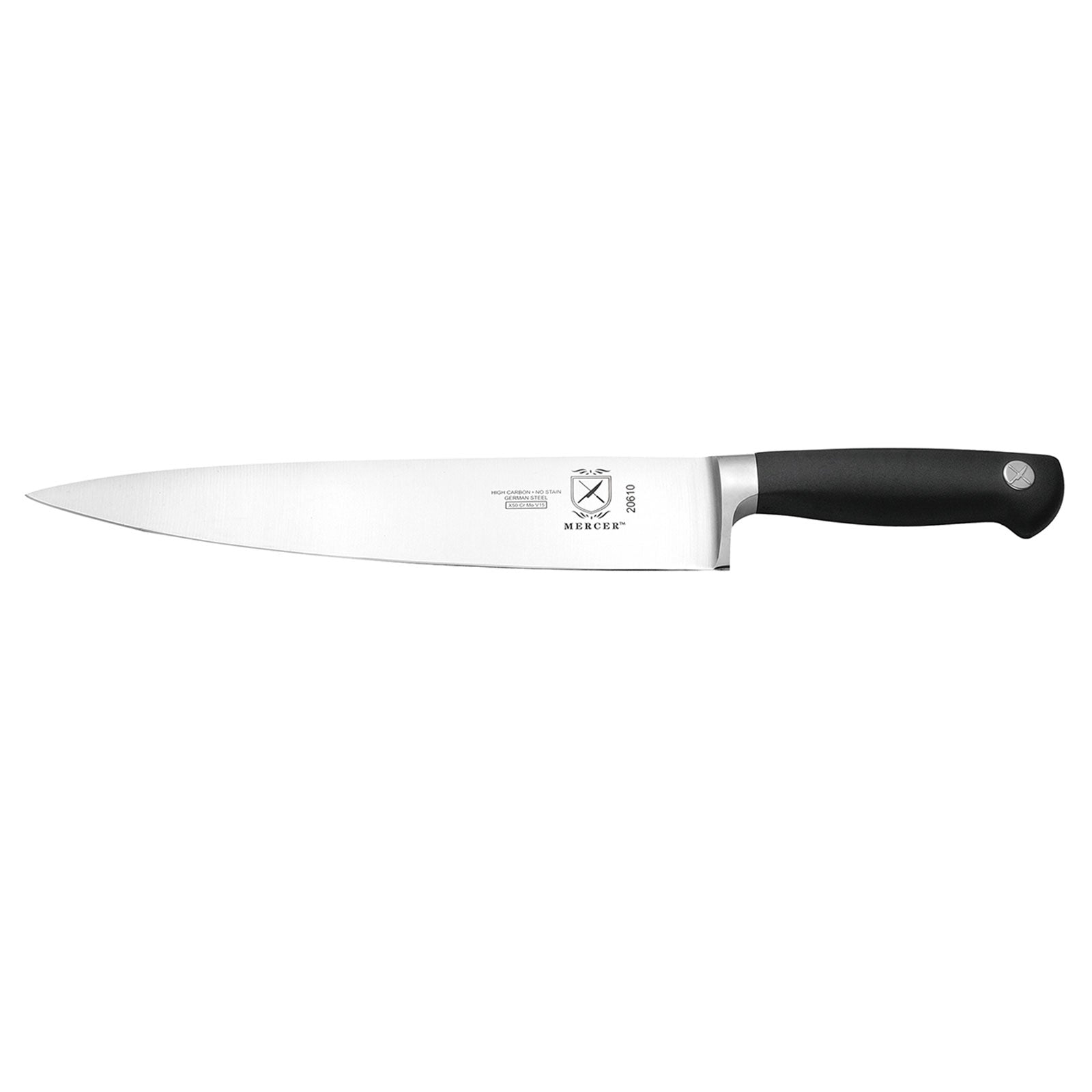 Mercer Culinary Genesis 10-Inch Chef Knife - Professional Kitchen Knife with Ergonomic Black Handle - Perfect for Slicing, Dicing, and Chopping Vegetables, Meat, and Herbs